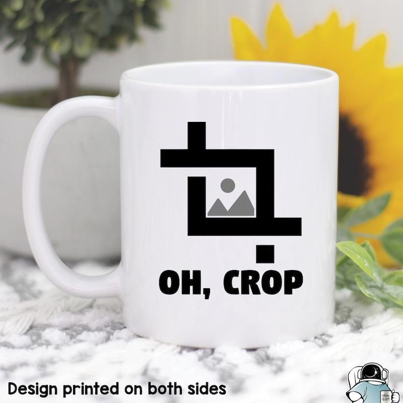 Tailorly White Ceramic 11 oz Mug - Oh Crop Minimalist Digital Photography Editing Tool Icon On A Clean Ceramic Surface Mug
