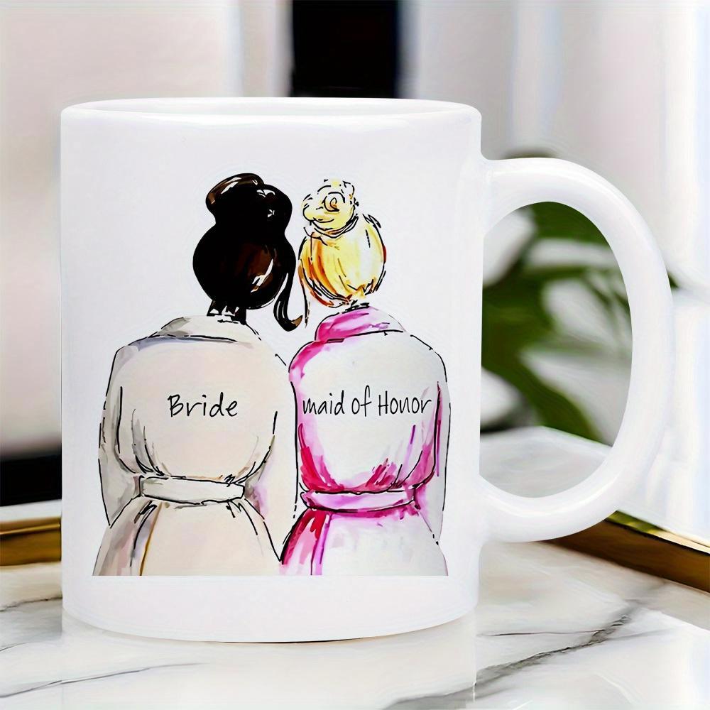 Tailorly White Ceramic 11 oz Mug - Bride Maid Of Honor Two Best Friends Wearing Robes For A Wedding Morning Celebration Under Soft Light Women