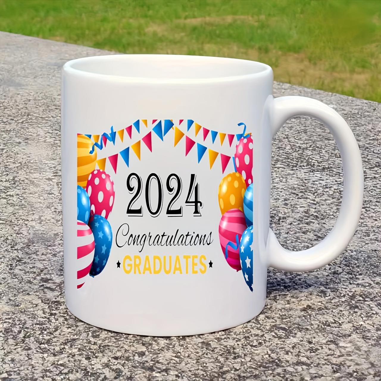 Tailorly White Ceramic 11 oz Mug - Congratulations Graduates Festive Colorful Balloons And Bunting Banners For Celebration Season Mug