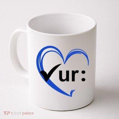 Tailorly White Ceramic 11 oz Mug - Ur Minimalist Blue Heart Featuring A Bold Black Checkmark Symbol Mug