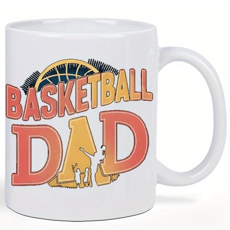 Tailorly White Ceramic 11 oz Mug - Basketball Dad Vintage Athletic Style With A Silhouette Of A Player Playing Basketball