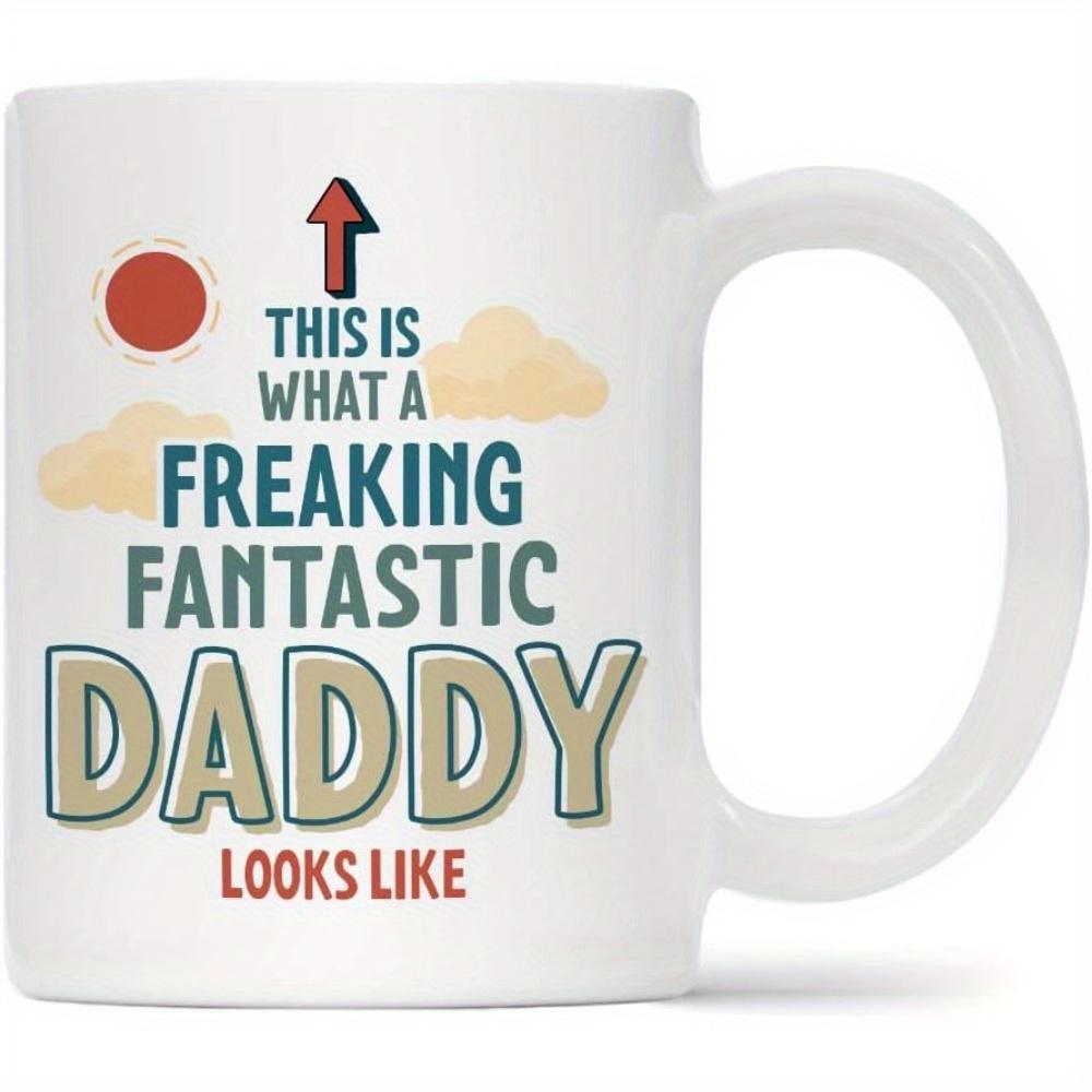 Tailorly White Ceramic 11 oz Mug - This Is What A Freaking Fantastic Daddy Looks Like Simple Minimalist Sun And Clouds With A Symbolic Upward Arrow