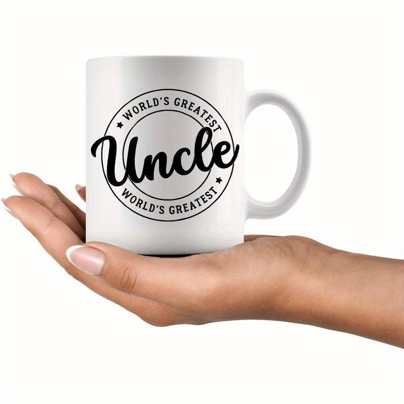 Tailorly White Ceramic 11 oz Mug - World's Greatest Uncle Circular Seal Design With Bold Script And Clean Minimalist Mug