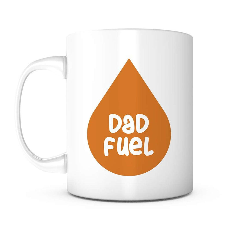 Tailorly White Ceramic 11 oz Mug - Dad Fuel Minimalist Vibrant Orange Oil Drop With Casual Rounded Font Mug