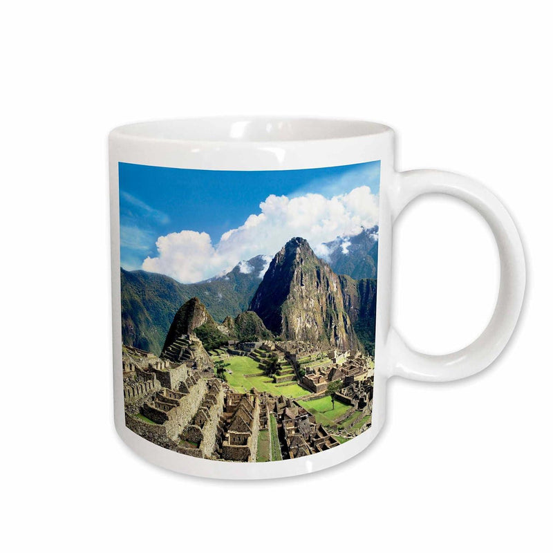 Tailorly White Ceramic 11 oz Mug - Majestic Ancient Stone Terraces Under Blue Sky With White Clouds Mountain