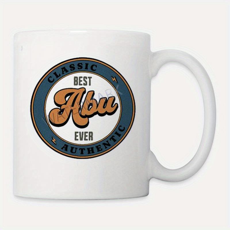 Tailorly White Ceramic 11 oz Mug - Classic Best Abu Ever Authentic Retro Circular Badge Featuring Stylized Vintage Lettering Mug