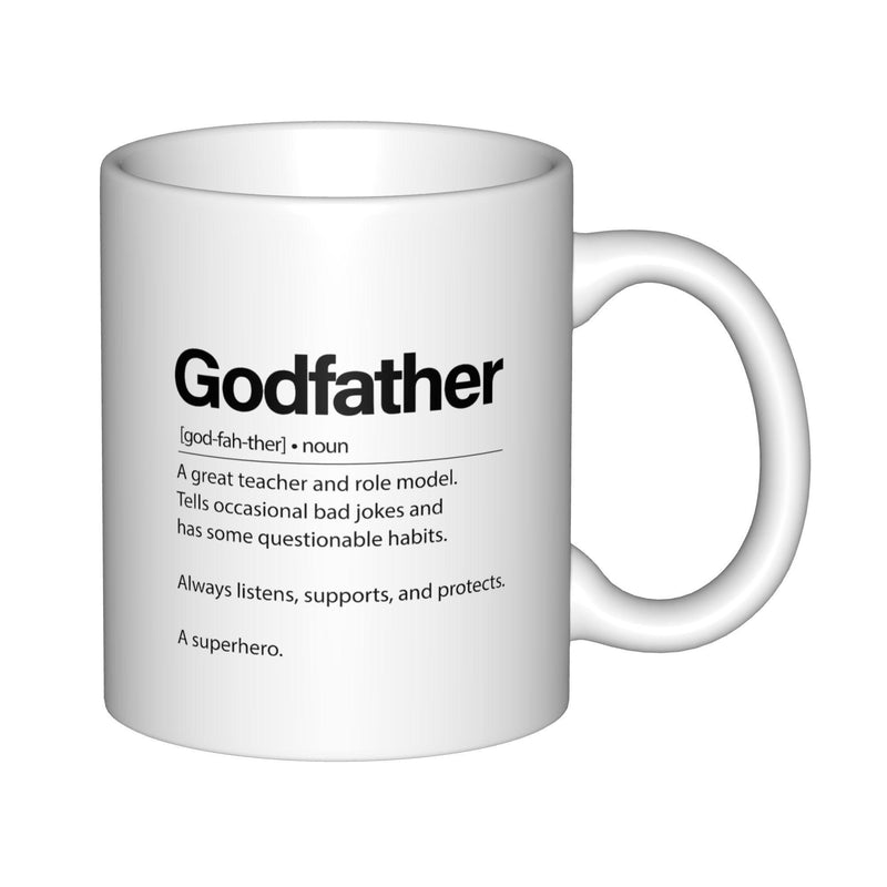 Tailorly White Ceramic 11 oz Mug - Godfather Definition Minimalist Pure Featuring Clean Black Typography Mug