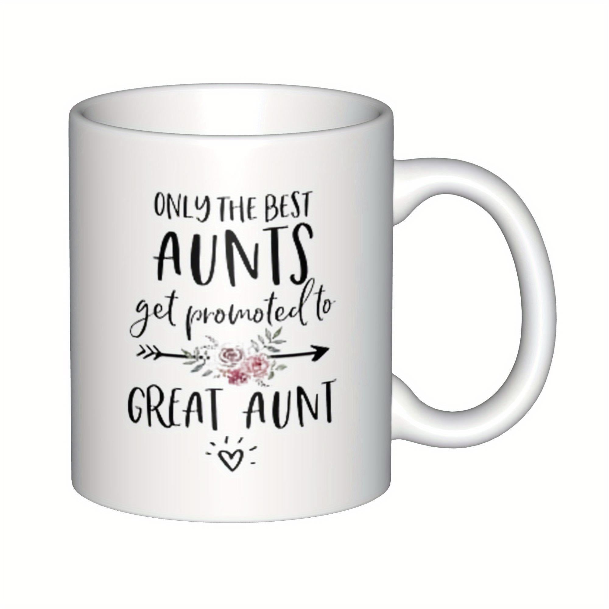 Tailorly White Ceramic 11 oz Mug - Only The Best Aunts Get Promoted To Great Aunt Rustic Floral Arrow Featuring Pink Roses And Small Radiant Heart Mug