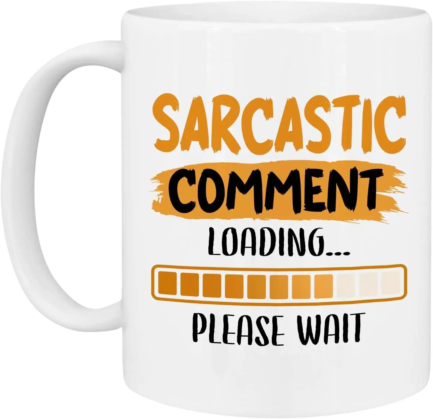 Tailorly White Ceramic 11 oz Mug - Sarcastic Comment Loading Please Wait Minimalist Loading Progress Bar With Vibrant Orange Brushstroke Accent Mug