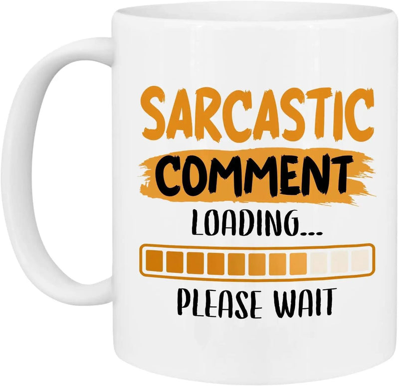 Tailorly White Ceramic 11 oz Mug - Sarcastic Comment Loading Please Wait Minimalist Loading Progress Bar With Vibrant Orange Brushstroke Accent Mug