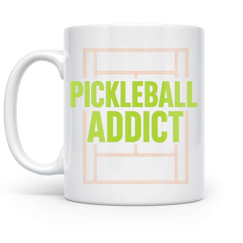 Tailorly White Ceramic 11 oz Mug - Pickleball Addict Minimalist Line Drawing Representing A Professional Playing Surface Layout Court