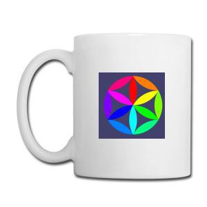 Tailorly White Ceramic 11 oz Mug - Vibrantly Colored Rainbow Petals Arranged In A Sacred Symmetrical Circular Flower