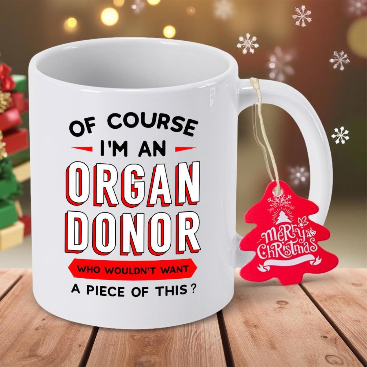 Tailorly White Ceramic 11 oz Mug - Of Course I M An Organ Donor Who Wouldn T Want A Piece Of This Minimalist White Ceramic Vessel Featuring Bold Black And Red
