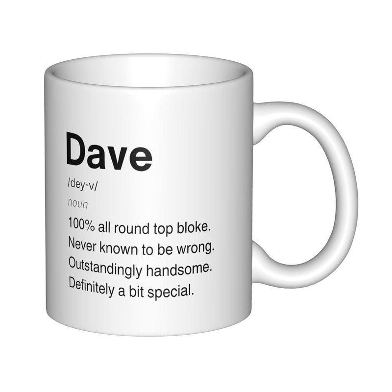 Tailorly White Ceramic 11 oz Mug - Dave Glossy Ceramic Minimalist White Surface Displaying Elegant Dictionary Definition Text Mug