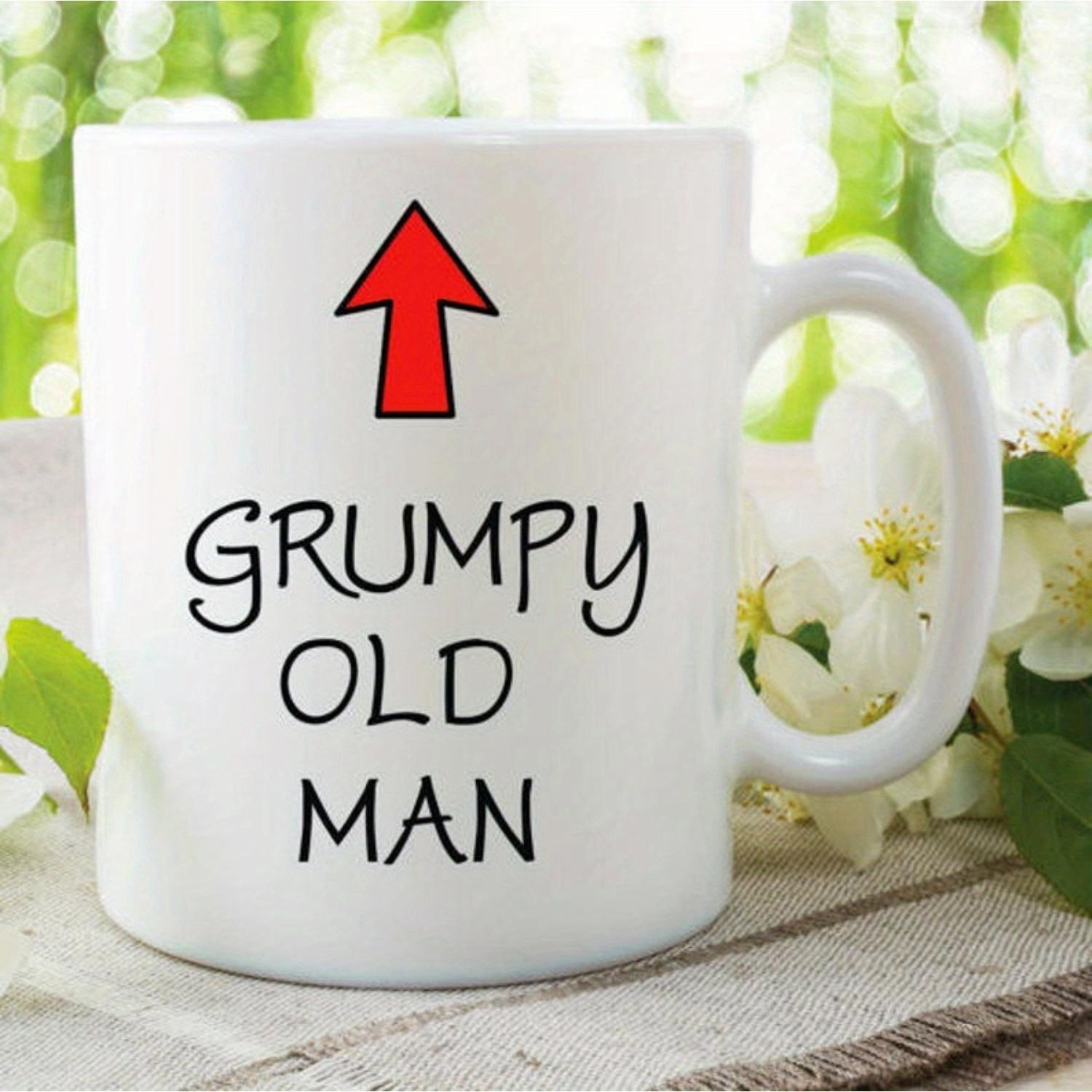 Tailorly White Ceramic 11 oz Mug - Grumpy Old Man Red Upward Pointing Arrow With Bold Handwritten Text Mug