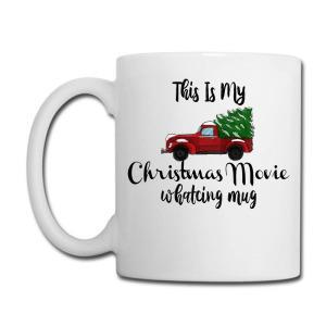 Tailorly White Ceramic 11 oz Mug - This Is My Christmas Movie Watching Mug Classic Red Vintage Vehicle Carrying A Large Green Christmas Tree Truck