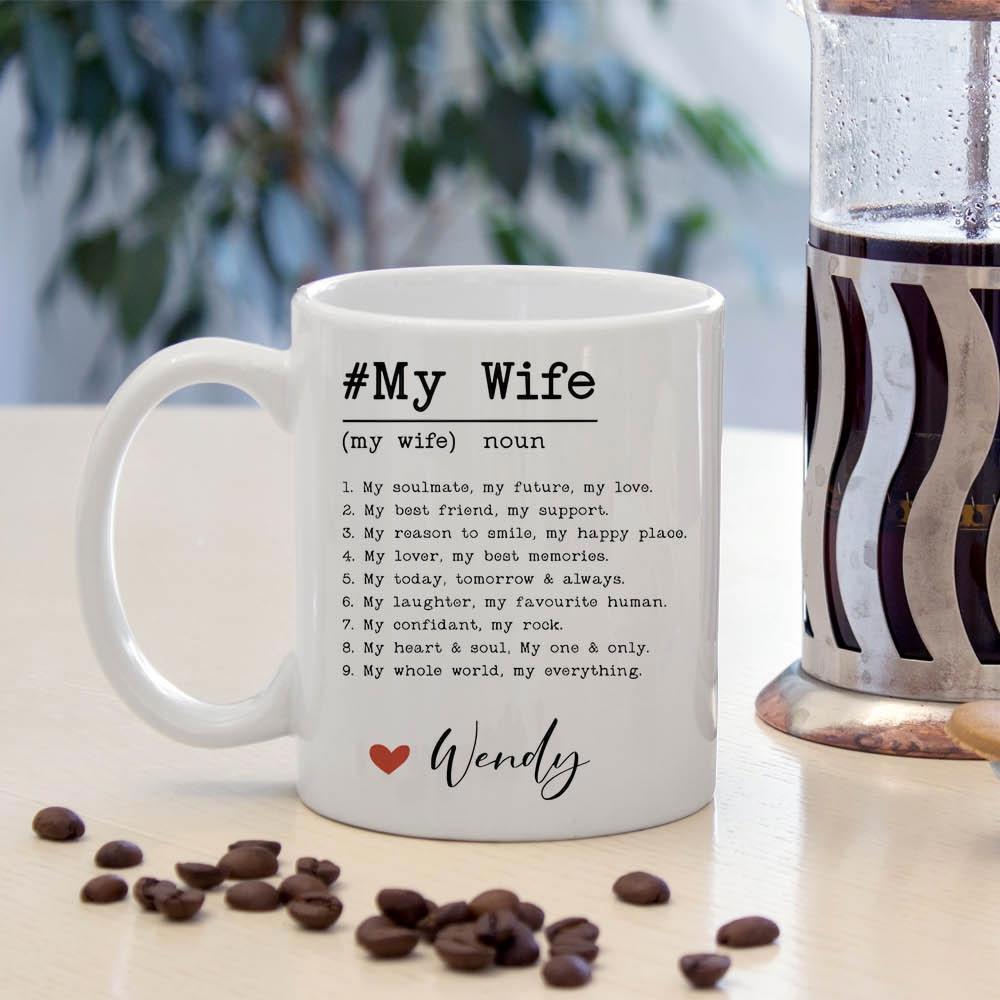 Tailorly White Ceramic 11 oz Mug - My Wife Wendy Classic White Ceramic Design With A Small Red Heart Shape Mug