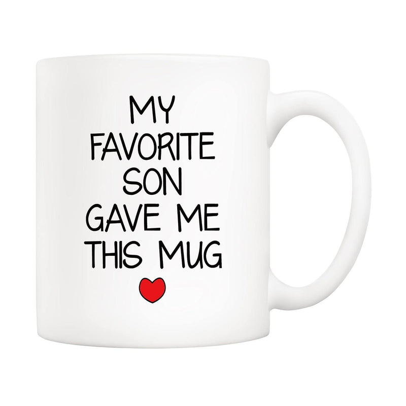 Tailorly White Ceramic 11 oz Mug - My Favorite Son Gave Me This Mug Simple Minimalist Style Featuring A Single Small Glowing Red Heart Heart