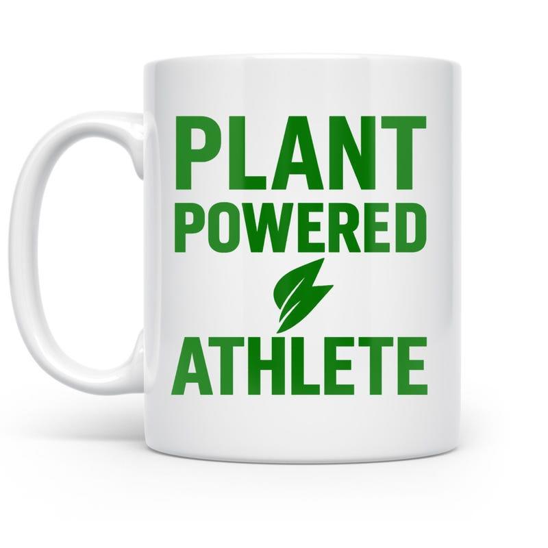 Tailorly White Ceramic 11 oz Mug - Plant Powered Athlete Minimalist Green Leaf Icon Printed On Clean