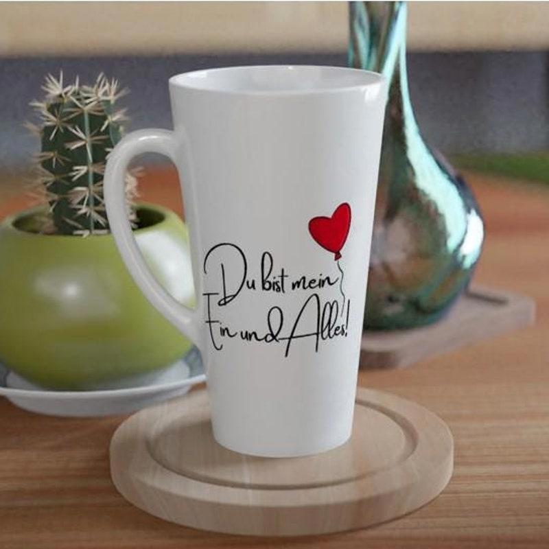 Tailorly White Ceramic 11 oz Mug - Minimalist Red Heart Balloon Floating Gracefully On A Tall White Ceramic Heart