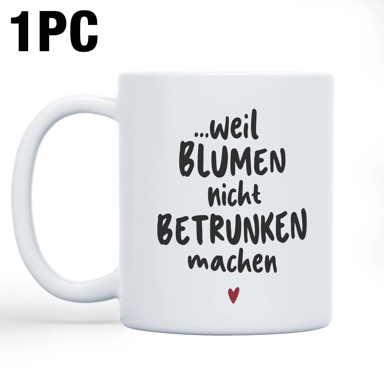 Tailorly White Ceramic 11 oz Mug - Simple Minimalist Black Typography Featuring A Small Delicate Red Heart