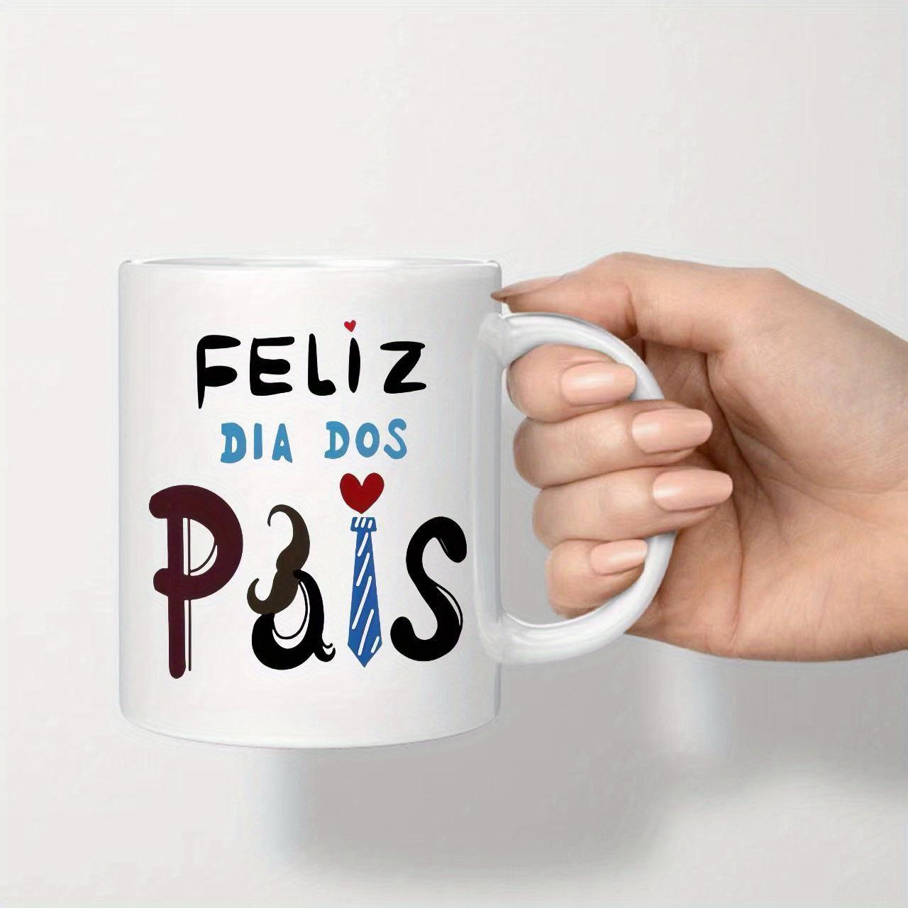 Tailorly White Ceramic 11 oz Mug - Minimalist Father Day Celebration With Mustache Necktie And Red Heart Sign