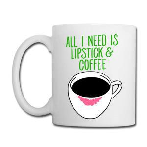 Tailorly White Ceramic 11 oz Mug - All I Need Is Lipstick Coffee Minimalist Line Art Coffee Cup With Pink Lipstick Stain Coffee Cup