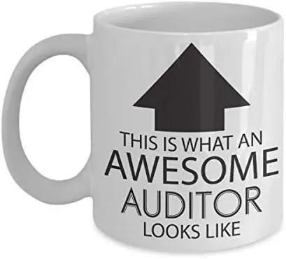 Tailorly White Ceramic 11 oz Mug - This Is What An Awesome Auditor Looks Like Bold Professional Design With A Black Pointing Upwards Arrow