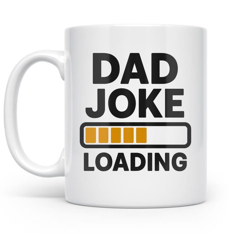 Tailorly White Ceramic 11 oz Mug - Dad Joke Loading Minimalist Progress Indicator With Vibrant Yellow Segmented Blocks Bar