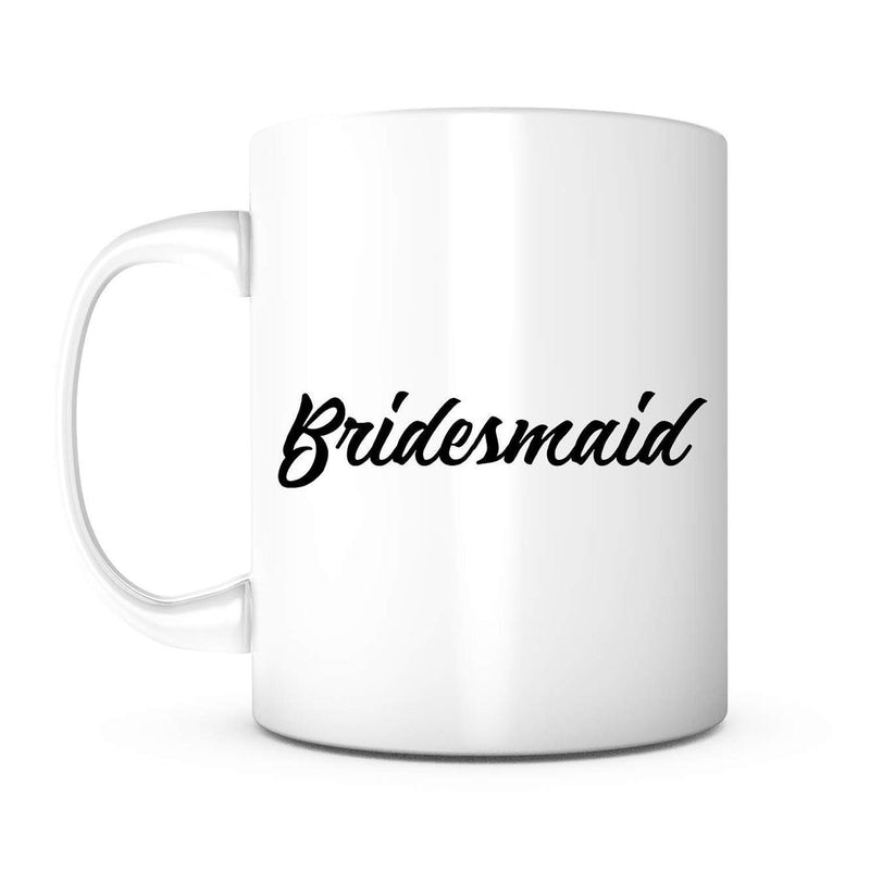 Tailorly White Ceramic 11 oz Mug - Bridesmaid Classic White Ceramic Drinking Vessel With Elegant Minimalist Script Text Mug