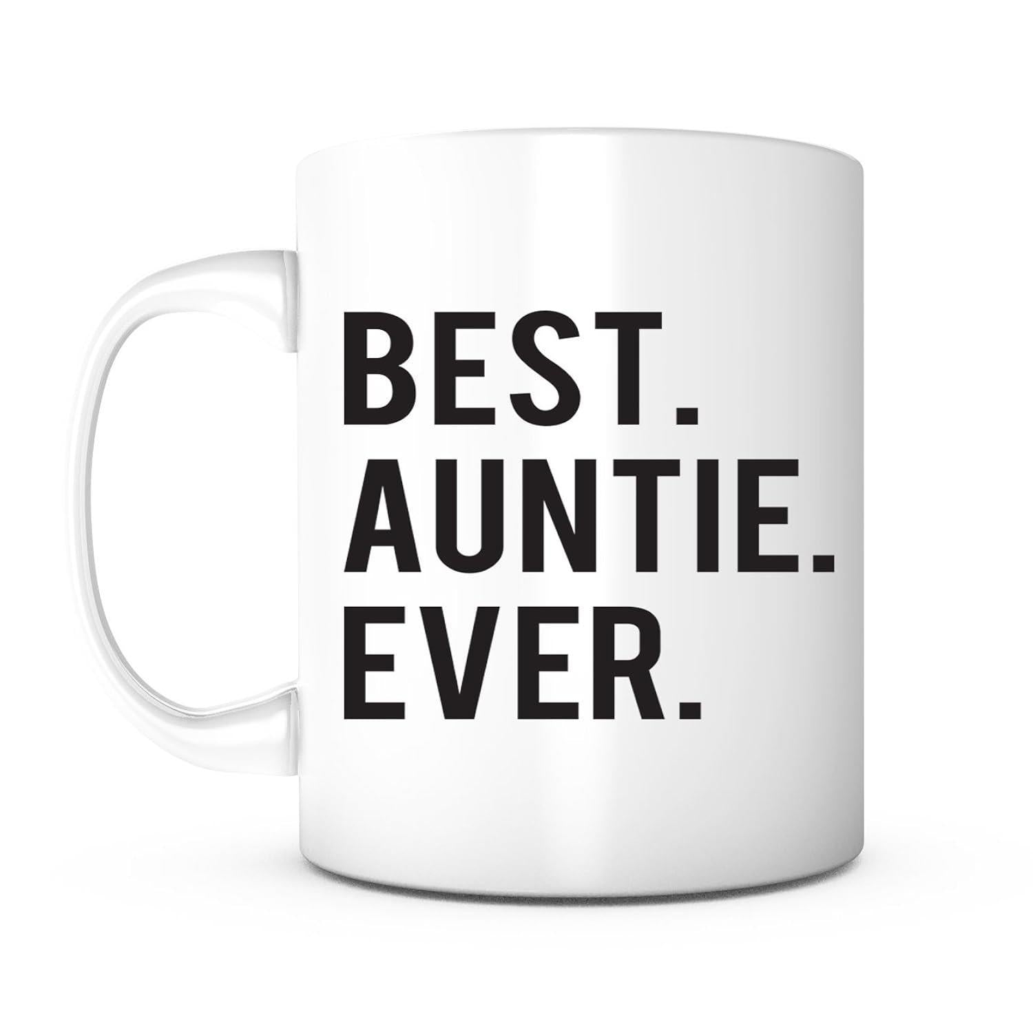 Tailorly White Ceramic 11 oz Mug - Best Auntie Ever With Bold Minimalist Black Typography Mug