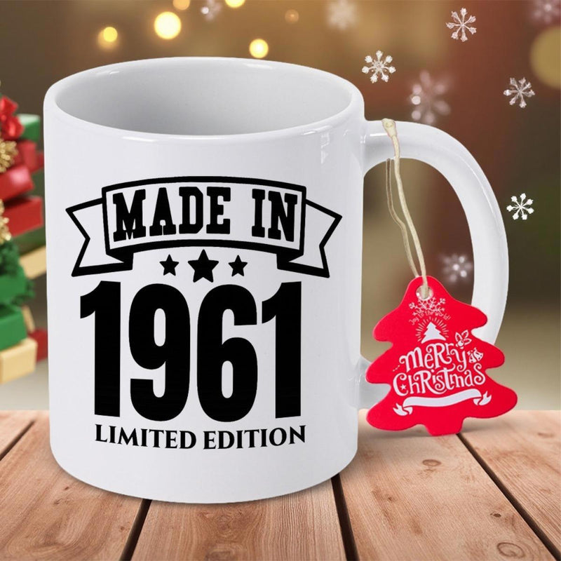 Tailorly White Ceramic 11 oz Mug - Made In 1961 Limited Edition Classic With Retro Banner And Star Graphics Mug