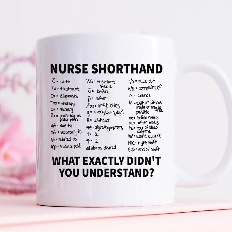 Tailorly White Ceramic 11 oz Mug - Nurse Shorthand What Exactly Didnt You Understand Clean Medical Abbreviations Arrayed In Rows For Professional Healthcare