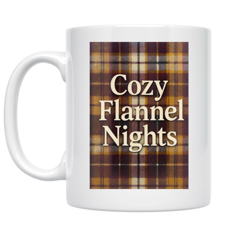 Tailorly White Ceramic 11 oz Mug - Cozy Flannel Nights Rustic Brown And Yellow Tartan Plaid With Classic Geometric Textures Pattern
