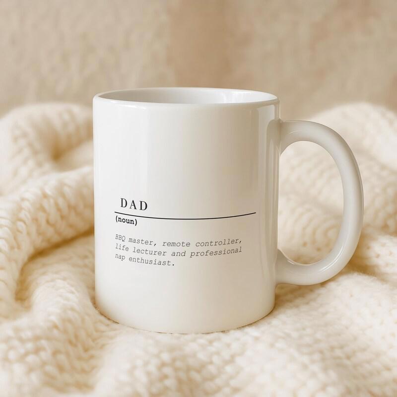 Tailorly White Ceramic 11 oz Mug - Dad Minimalist Black Dictionary Text Layout On Polished
