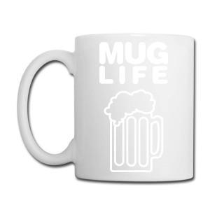 Tailorly White Ceramic 11 oz Mug - Mug Life Minimalist White Line Art Beer Glass With Frothy Foam Head Mug