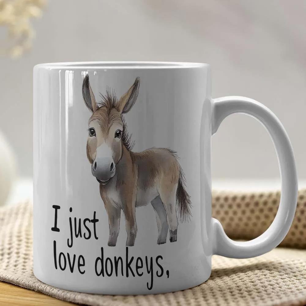 Tailorly White Ceramic 11 oz Mug - I Just Love Donkeys Adorable Baby Donkey Standing With Gentle Expression Against A Clean White Backdrop Donkey