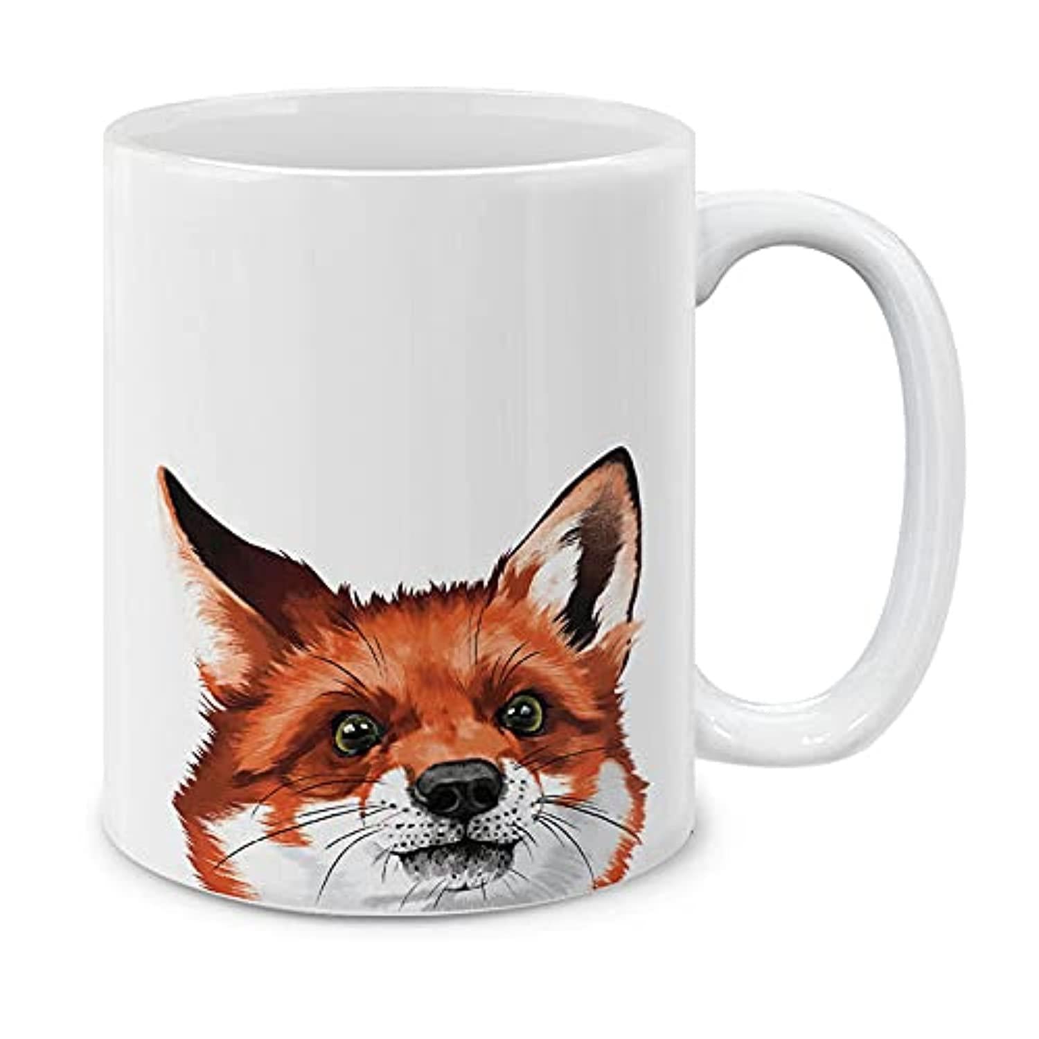 Tailorly White Ceramic 11 oz Mug - Realistic Hand Painted Red Fox Portrait Featuring Detailed Fur And Eyes Fox