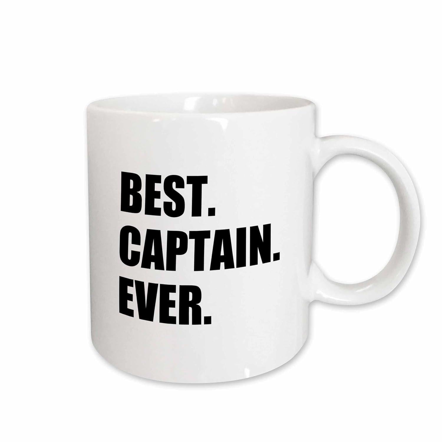 Tailorly White Ceramic 11 oz Mug - Best Captain Ever Minimalist Bold Black Typography On A Smooth Surface Ceramic Mug