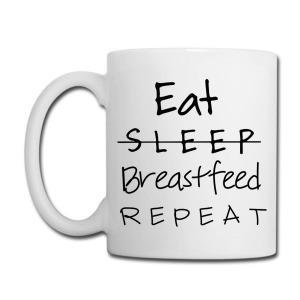 Tailorly White Ceramic 11 oz Mug - Eat Sleep Breastfeed Repeat Minimalist Handwritten Style Typography With Strikethrough Effect Text Sign