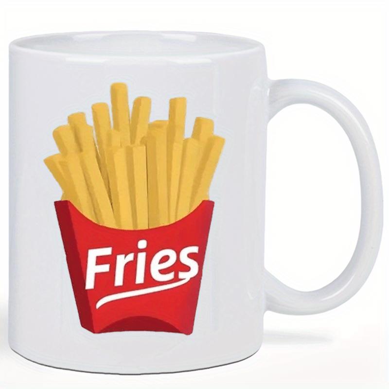 Tailorly White Ceramic 11 oz Mug - Fries Golden Crispy Potato Strips Tucked Inside A Vibrant Red Fast Food Box French Fries