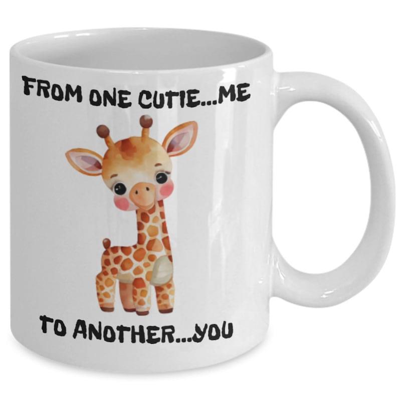 Tailorly White Ceramic 11 oz Mug - From One Cutie Me To Another You Adorable Watercolor Baby Animal With Large Gentle Eyes And Tiny Spotted Patterns Giraffe