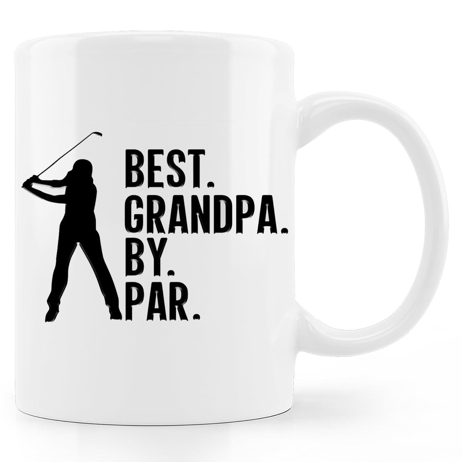 Tailorly White Ceramic 11 oz Mug - Best Grandpa By Par Silhouette Of A Person Swinging A Club On The Course Golf