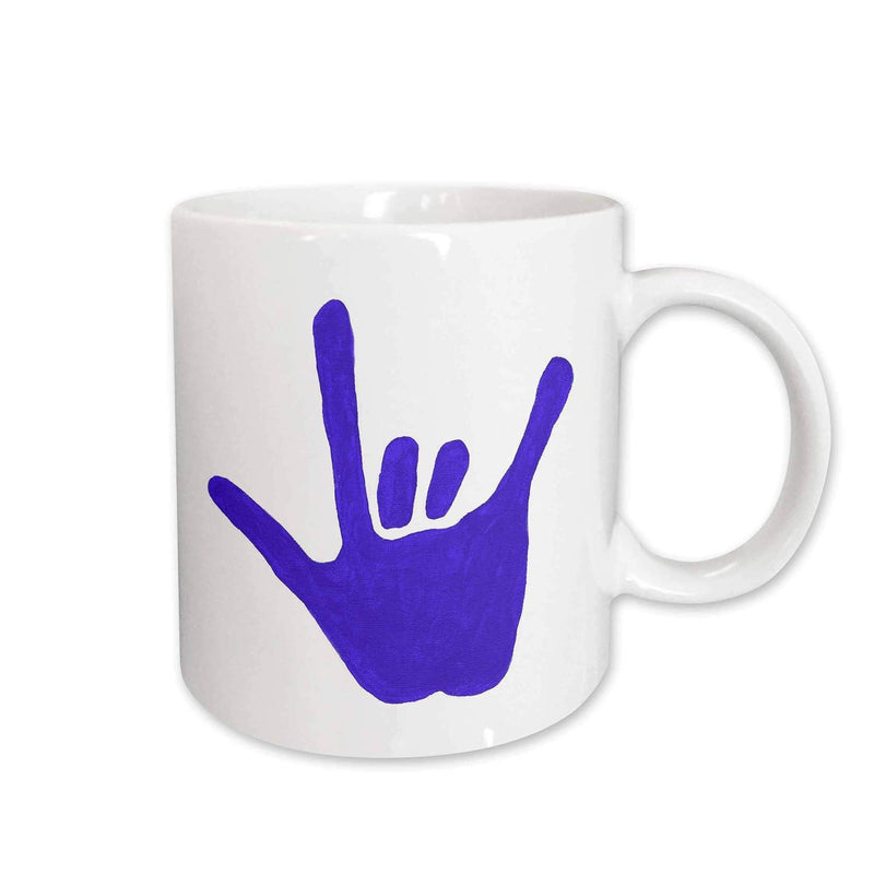 Tailorly White Ceramic 11 oz Mug - Simple Purple Sign Language Gesture Expressing Love On White Surface Hand