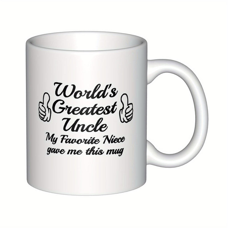 Tailorly White Ceramic 11 oz Mug - Worlds Greatest Uncle My Favorite Niece Gave Me This Mug Featuring Two Simple Hand Icons Giving A Double Thumbs Up Mug