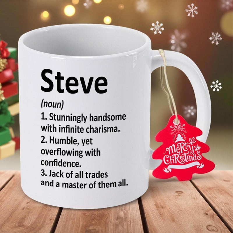 Tailorly White Ceramic 11 oz Mug - Steve Minimalist Featuring Personalized Dictionary Definition Style Mug