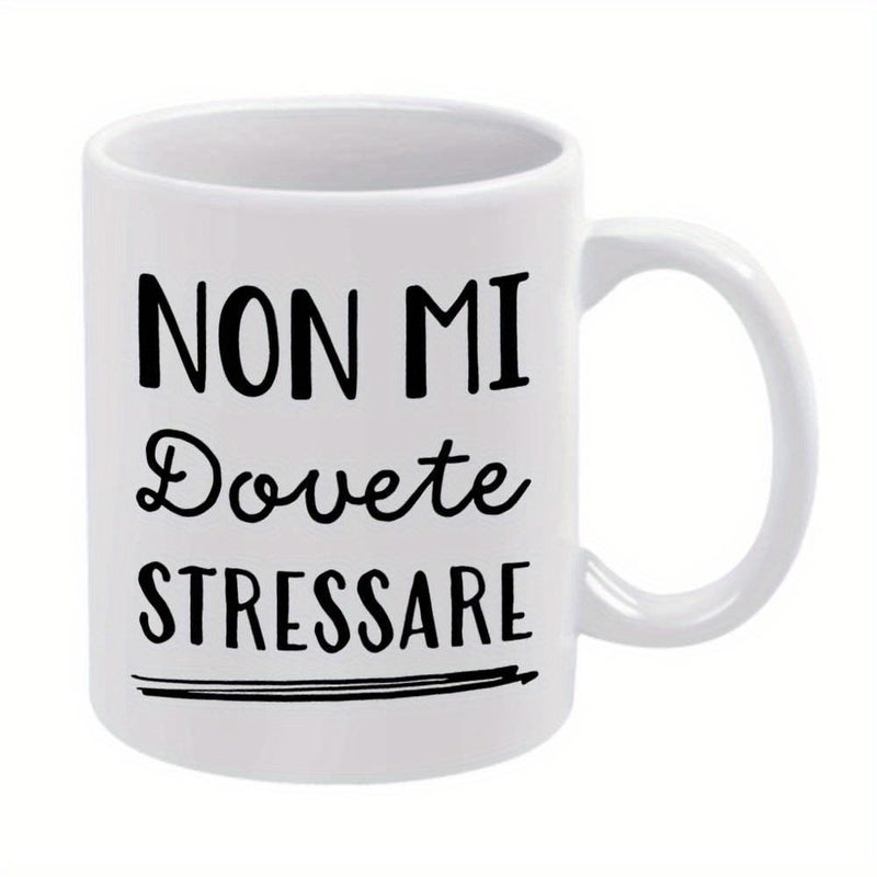 Tailorly White Ceramic 11 oz Mug - Minimalist White Ceramic Vessel With Bold Black Artistic Typographic Design Mug