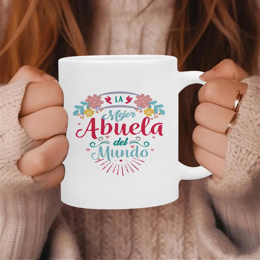 Tailorly White Ceramic 11 oz Mug - Elegant Colorful Blossoms With Decorative Flourishes And Radiant Sunburst Lines Flower