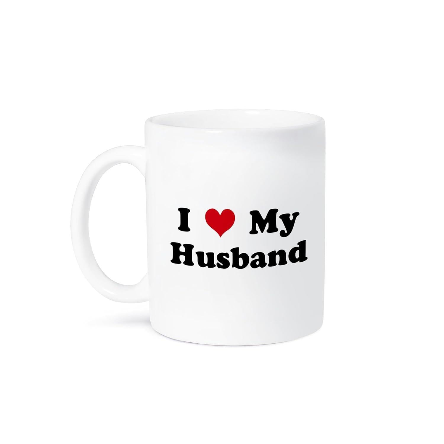 Tailorly White Ceramic 11 oz Mug - I My Husband Simple Red Heart Centered On Clean Texture Mug