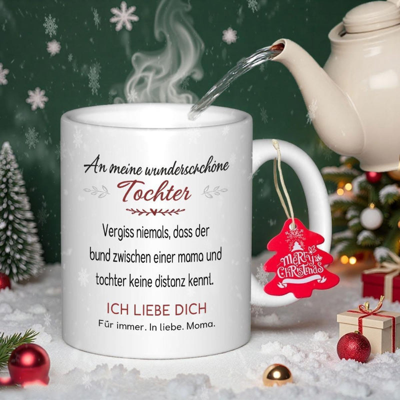 Tailorly White Ceramic 11 oz Mug - Elegant Minimalist Ceramic Surface Featuring Heartfelt Sentimental Text Heart Mug